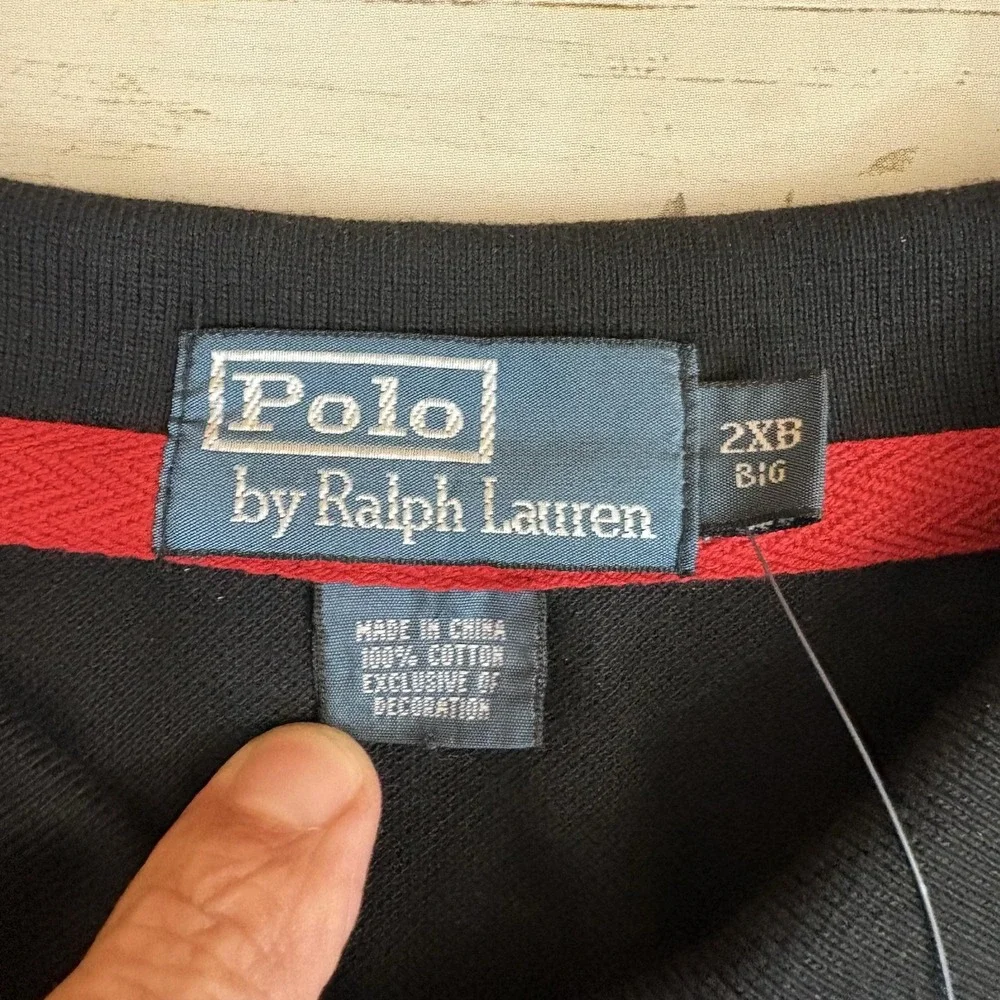 Polo Ralph Lauren Crest Polo Shirt Mens 2X Big Tall Black Red Logo Short Sleeve